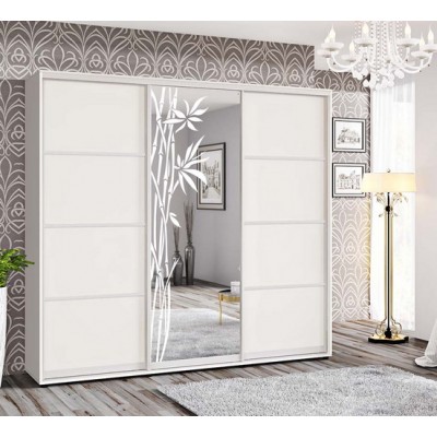 Шкаф-купе "ДСП из 4-х частей с зеркалом" 2,2м